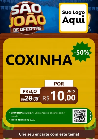 Modelo de Cartaz para Cartaz A4 Vertical com o tema São João Ofertas Imbatíveis! - Junina para Salgadaria