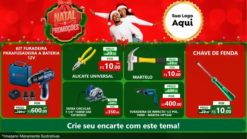 Modelo de TV para TV Horizontal com o tema Natal de Promoções para Maquinas e Ferramentas