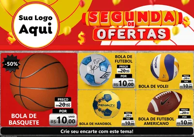 Modelo de Encarte para Encarte A4 Horizontal com o tema Segunda de Ofertas para Artigos Esportivos