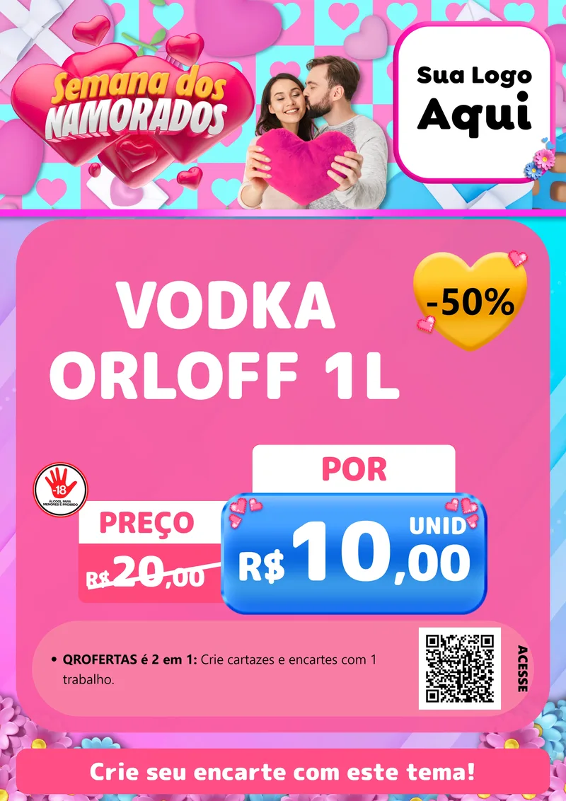 Modelo de Cartaz para Cartaz A4 Vertical com o tema Semana dos Namorados para Distribuidora de bebidas