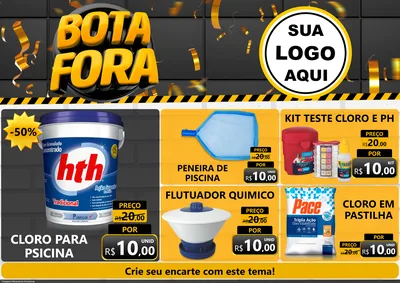 Modelo de Encarte para Encarte A4 Horizontal com o tema Bota Fora para Produtos para Piscina
