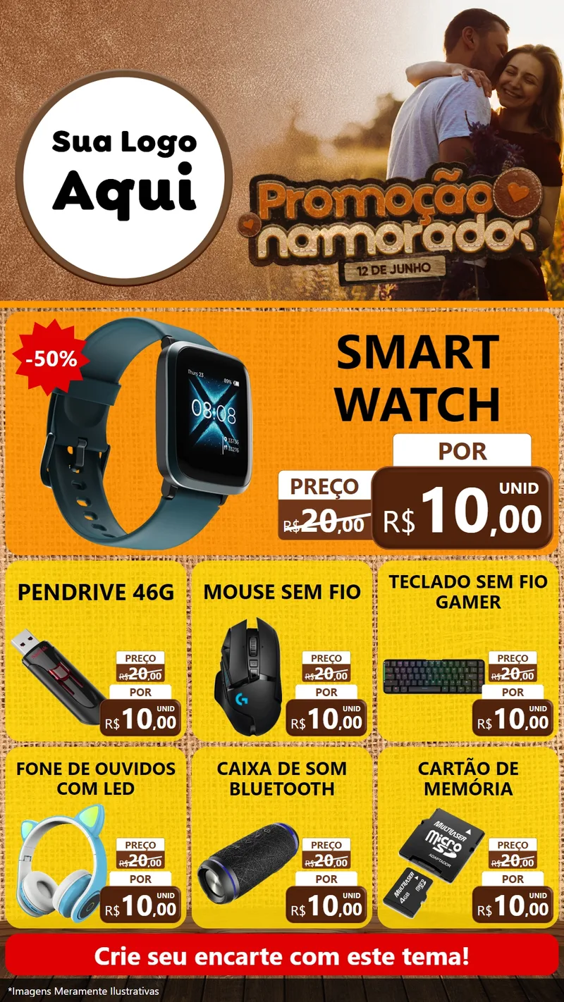 Modelo de Rede Social para Stories com o tema Promoção Namorados para Informática