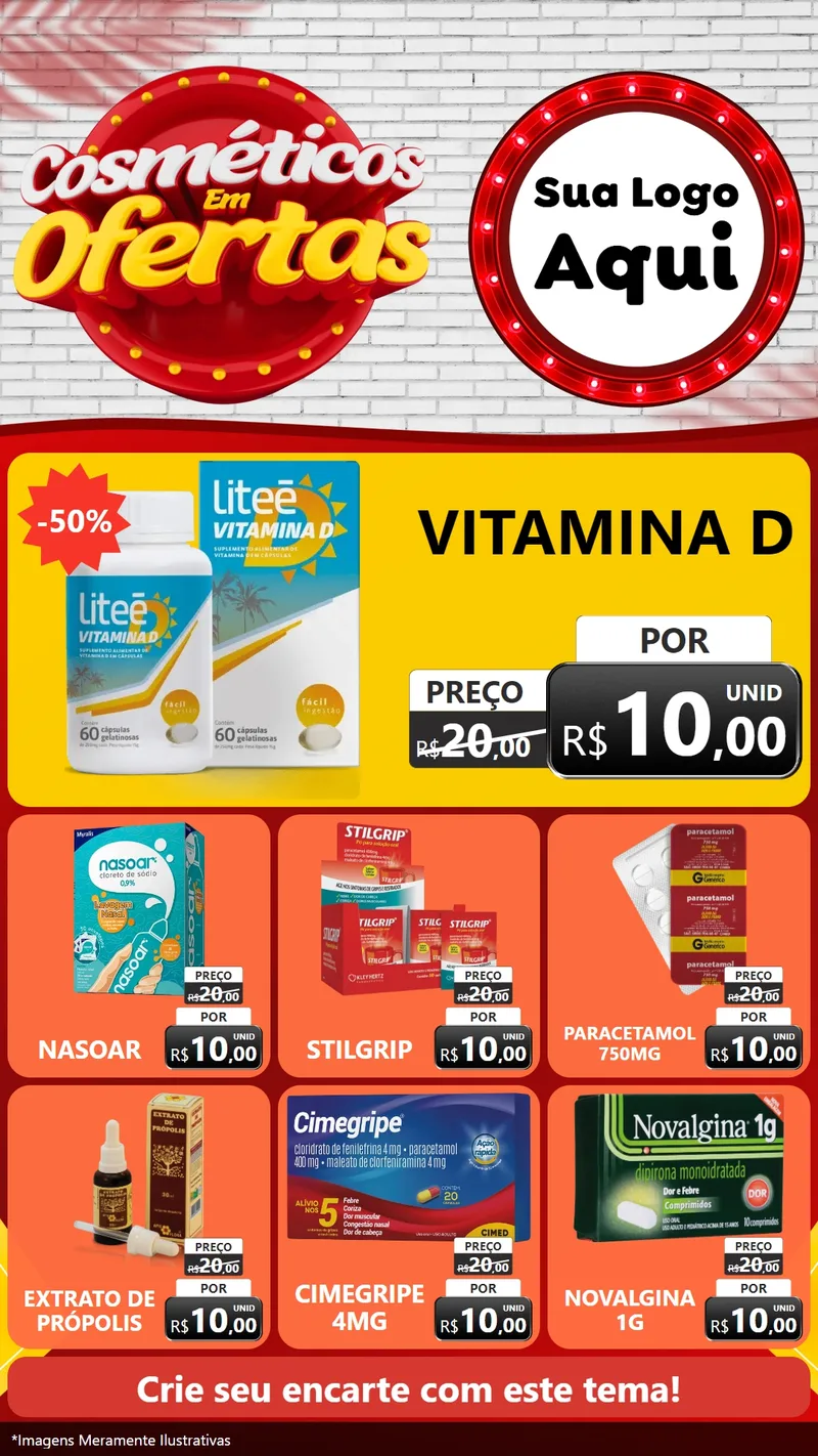Modelo de Rede Social para Stories com o tema Cosméticos em Ofertas para Farmácia