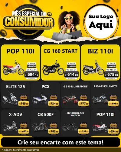 Modelo de Rede Social para Feed Instagram com o tema Mês Especial do Consumidor para Concessionaria de Motos