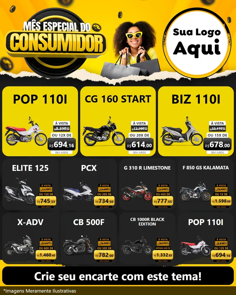Modelo de Rede Social para Feed Instagram com o tema Mês Especial do Consumidor para Concessionaria de Motos