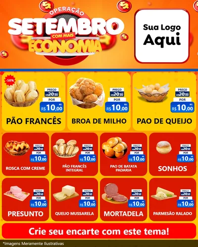 Modelo de Rede Social para Feed Instagram com o tema Operação Setembro Com Muita Economia para Padaria