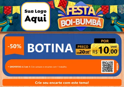Modelo de Cartaz para Cartaz A4 Horizontal com o tema Festa Boi Bumbá para Agropecuária