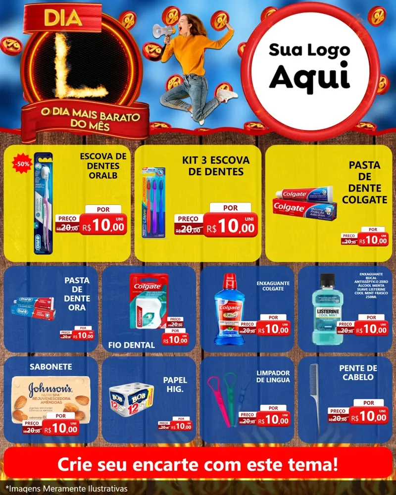 Modelo de Rede Social para Feed Instagram com o tema Dia L - O Dia Mais Barato Do Mês para Higiene Pessoal