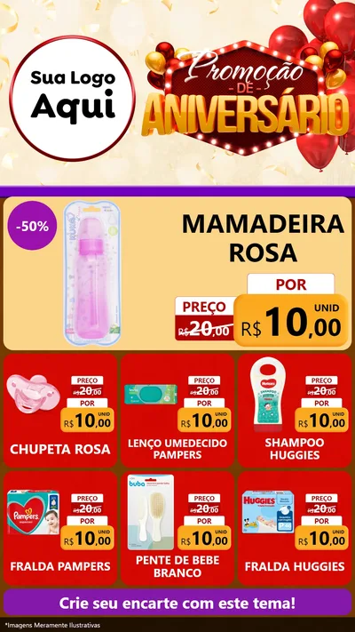 Modelo de Rede Social para Stories com o tema Promoção de Aniversário para Bebês