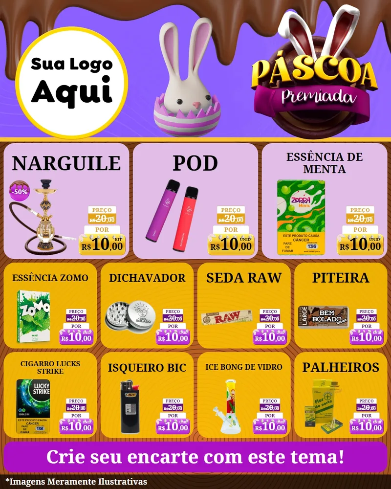 Modelo de Rede Social para Feed Instagram com o tema Páscoa Premiada para Tabacaria