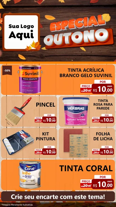 Modelo de TV para TV Vertical com o tema Especial Outono para Tintas e Ferramentas