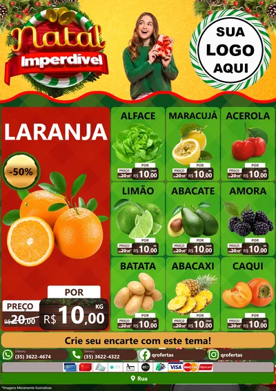 Modelo de Encarte para Encarte A4 Vertical com o tema Natal Imperdível para Hortifrúti