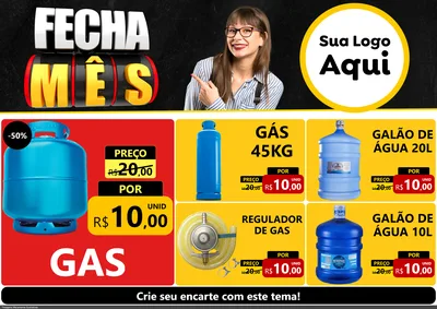 Modelo de Encarte para Encarte A4 Horizontal com o tema Fecha Mês para Água e gás