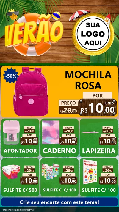 Modelo de Rede Social para Stories com o tema Verão para Papelaria