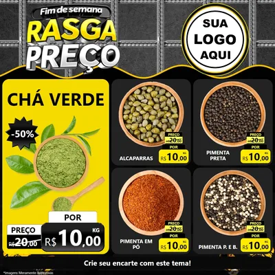 Modelo de Rede Social para Feed Facebook com o tema Fim de Semana Rasga Preço para Produtos Naturais