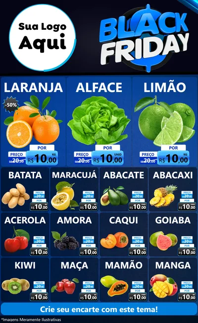 Modelo de Encarte para Encarte Grande com o tema Black Friday para Hortifrúti