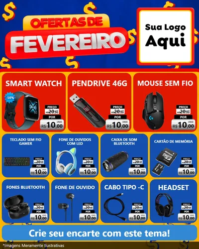 Modelo de Rede Social para Feed Instagram com o tema Ofertas de Fevereiro para Informática