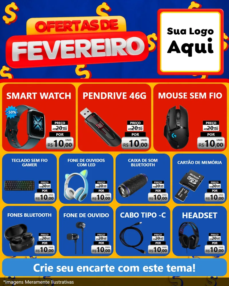 Modelo de Rede Social para Feed Instagram com o tema Ofertas de Fevereiro para Informática