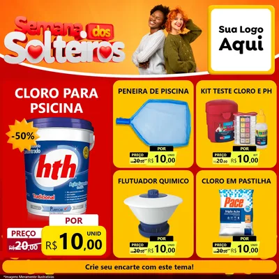 Modelo de Rede Social para Feed Facebook com o tema Semana dos Solteiros para Produtos para Piscina