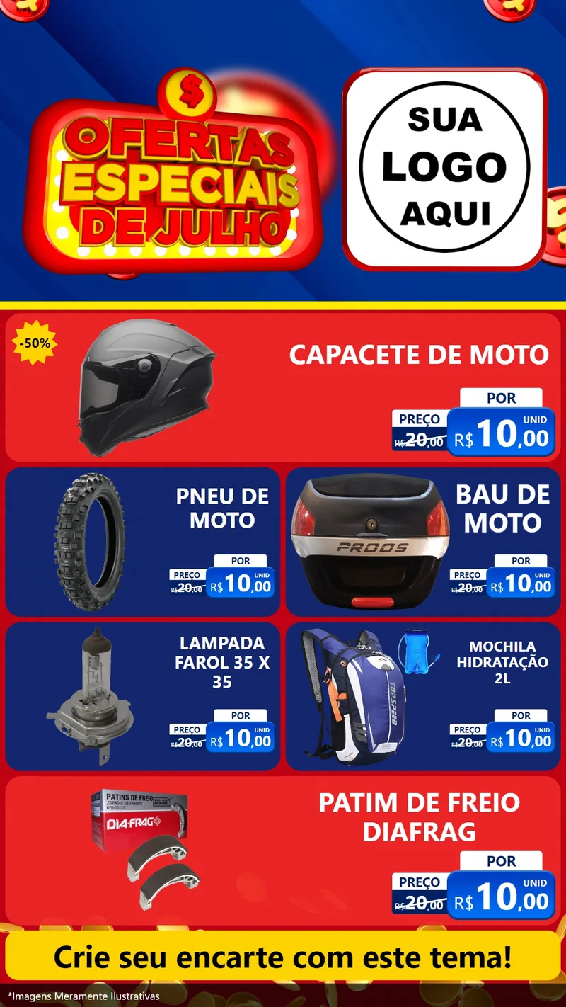 Modelo de TV para TV Vertical com o tema Ofertas Especiais de Julho para Moto peças