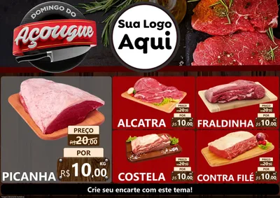 Modelo de Encarte para Encarte A4 Horizontal com o tema Domingo do Açougue para Açougue
