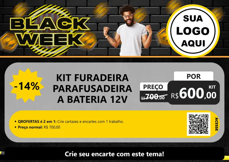 Modelo de Cartaz para Cartaz A4 Horizontal com o tema Black Week para Maquinas e Ferramentas