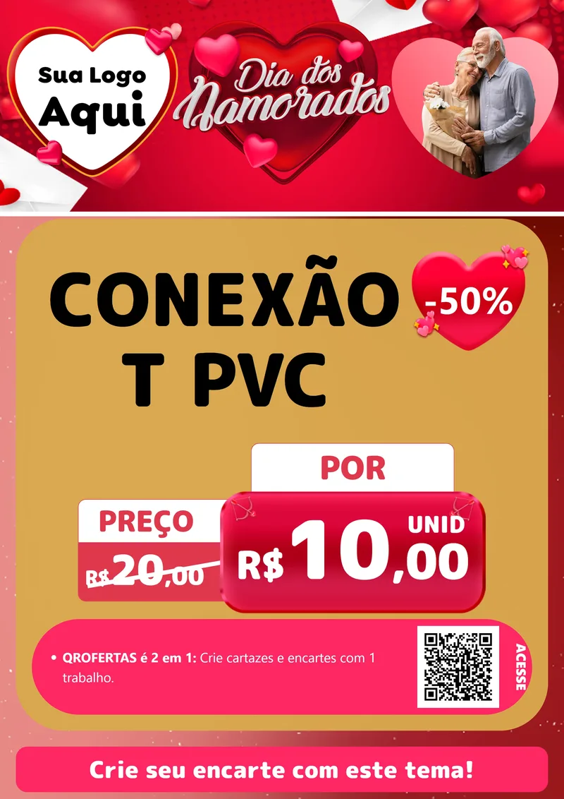 Modelo de Cartaz para Cartaz A4 Vertical com o tema Dia Dos Namorados para Tubos e conexões