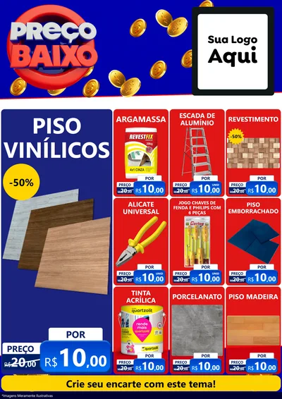 Modelo de Encarte para Encarte A4 Vertical com o tema Preço Baixo para Material para Construção