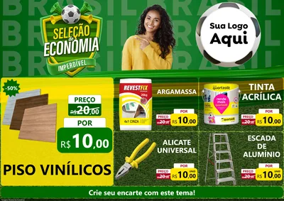 Modelo de Encarte para Encarte A4 Horizontal com o tema Seleção de Economia - Copa para Material para Construção