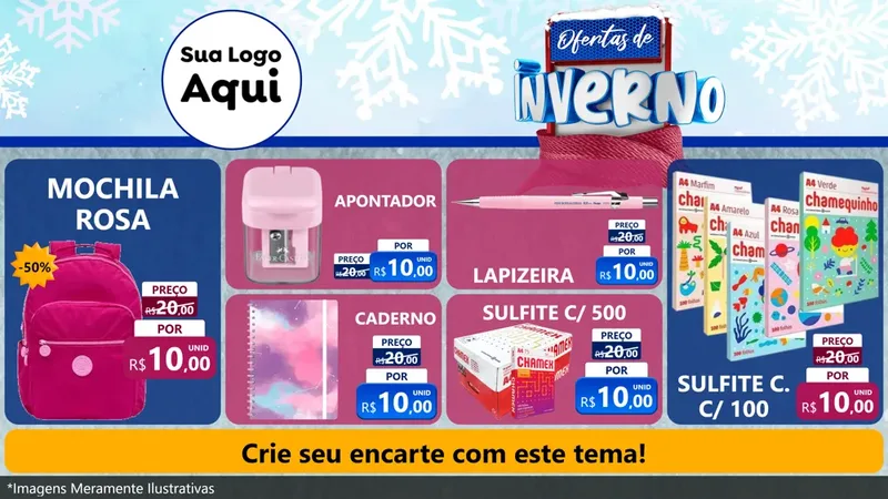 Modelo de TV para TV Horizontal com o tema Ofertas de Inverno para Papelaria