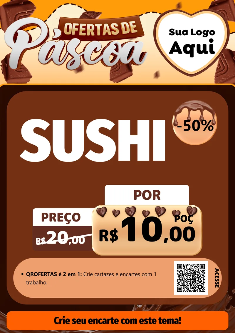 Modelo de Cartaz para Cartaz A4 Vertical com o tema Ofertas de Páscoa para Comida japonesa
