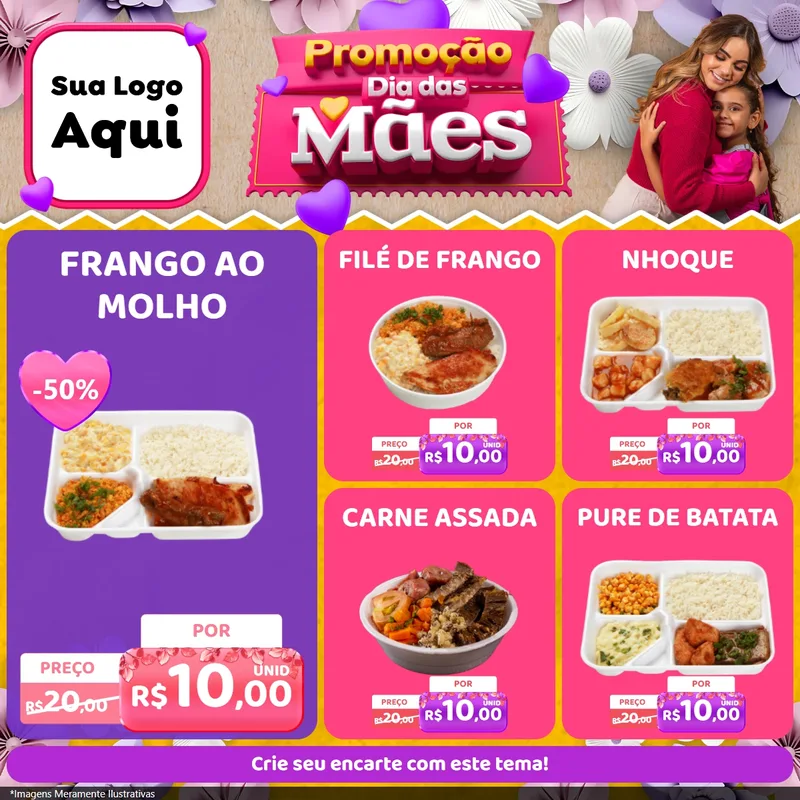 Modelo de Rede Social para Feed Facebook com o tema Promoção Dia das Mães para Restaurante