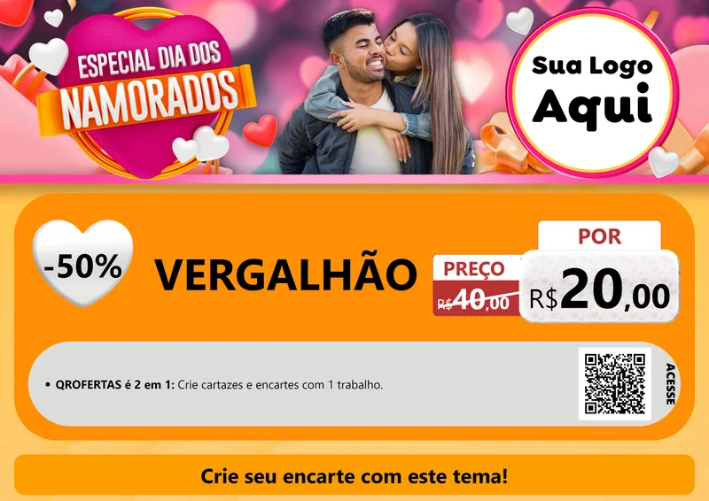 Modelo de Cartaz para Cartaz A4 Horizontal com o tema Especial Dia dos Namorados para Ferragens