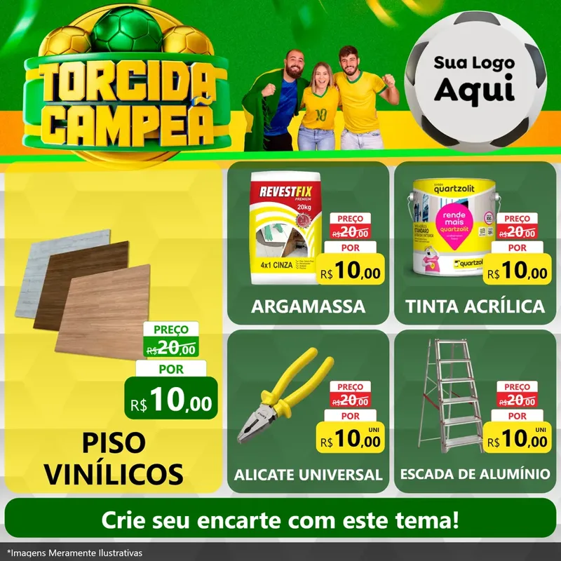 Modelo de Rede Social para Feed Facebook com o tema Torcida Campeã - Copa para Material para Construção