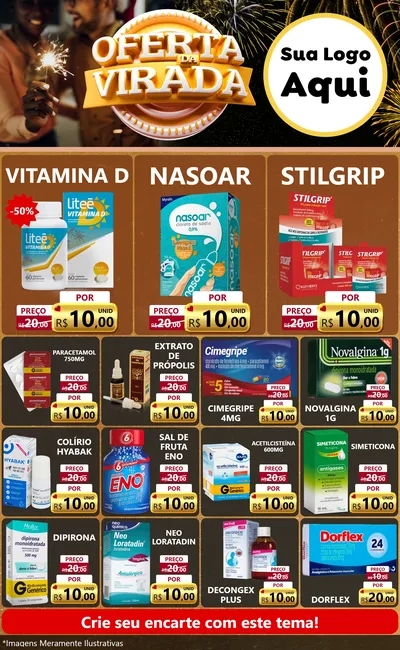 Modelo de Encarte para Encarte Grande com o tema Oferta da Virada para Farmácia