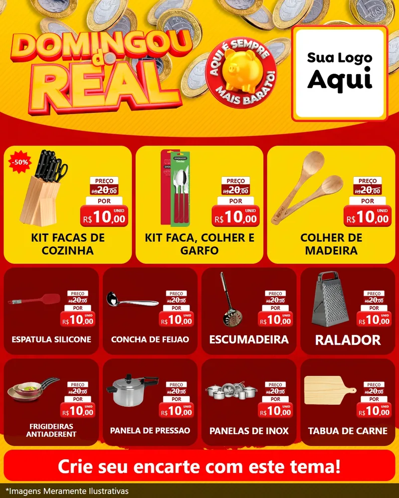 Modelo de Rede Social para Feed Instagram com o tema Domingou do Real para Utilidades Domésticas
