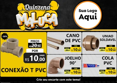 Modelo de Encarte para Encarte A4 Horizontal com o tema Quinzena Maluca para Tubos e conexões