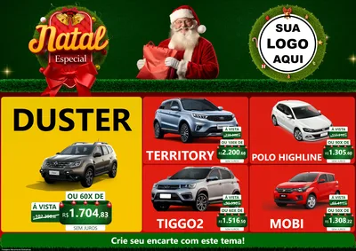 Modelo de Encarte para Encarte A4 Horizontal com o tema Natal Especial para Concessionaria de Carros