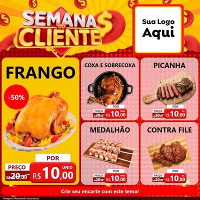 Modelo de Rede Social para Feed Facebook com o tema Semana do Cliente para Assados