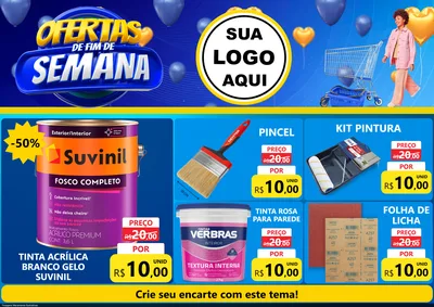 Modelo de Encarte para Encarte A4 Horizontal com o tema Ofertas de Fim de Semana para Tintas e Ferramentas