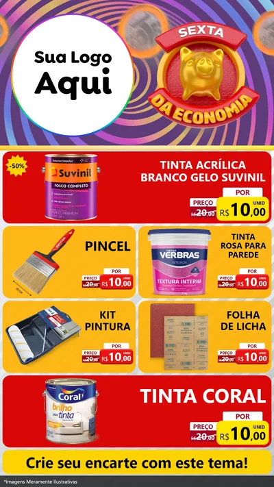 Modelo de TV para TV Vertical com o tema Sexta da Economia para Tintas e Ferramentas