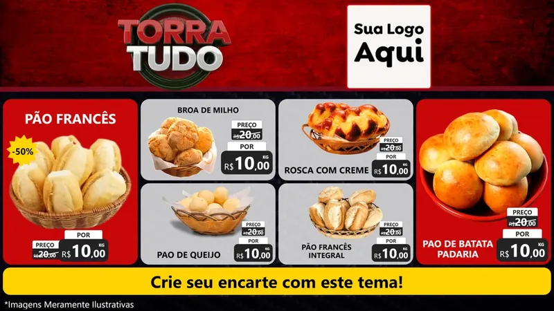 Modelo de TV para TV Horizontal com o tema Torra Tudo para Padaria