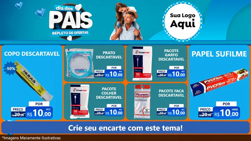 Modelo de TV para TV Horizontal com o tema Dia Dos Pais Repleto de Ofertas para Embalagens