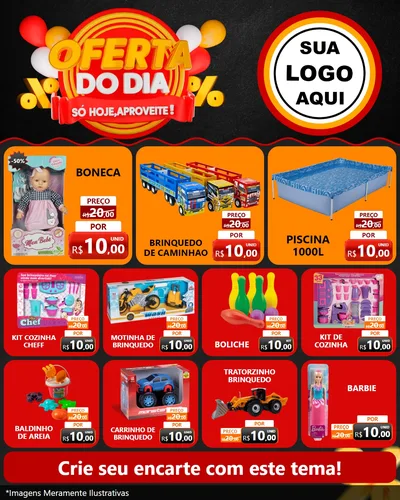 Modelo de Rede Social para Feed Instagram com o tema Oferta do Dia - Só hoje, Aproveite! para Brinquedos