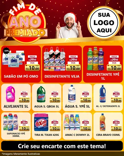 Modelo de Rede Social para Feed Instagram com o tema Fim de Ano Premiado para Produtos de Limpeza