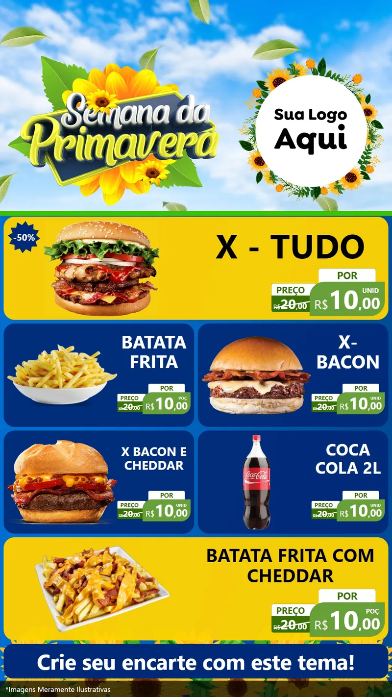 Modelo de TV para TV Vertical com o tema Semana da Primavera para Hamburgueria