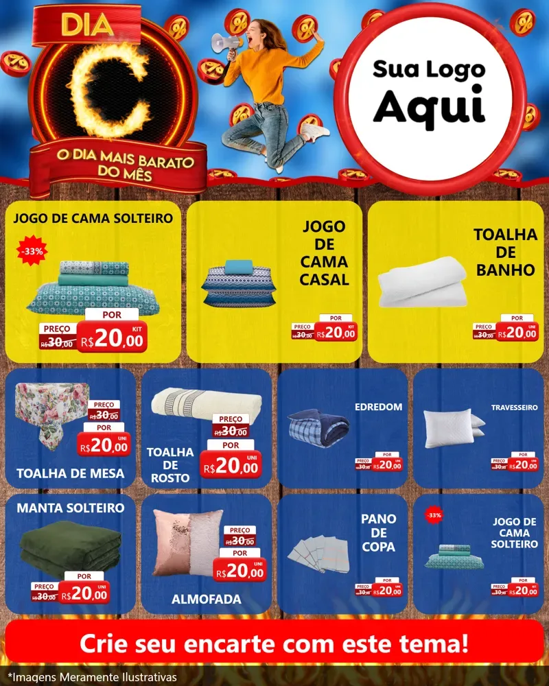 Modelo de Rede Social para Feed Instagram com o tema Dia C - O Dia Mais Barato Do Mês para Cama, Mesa e Banho