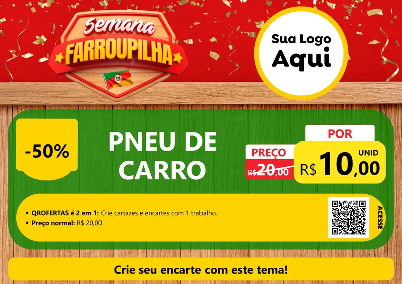 Modelo de Cartaz para Cartaz A4 Horizontal com o tema Semana Farroupilha para Auto peças
