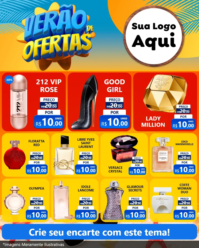 Modelo de Rede Social para Feed Instagram com o tema Verão de Ofertas para Perfumes