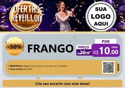 Modelo de Cartaz para Cartaz A4 Horizontal com o tema Ofertas de Réveillon para Assados